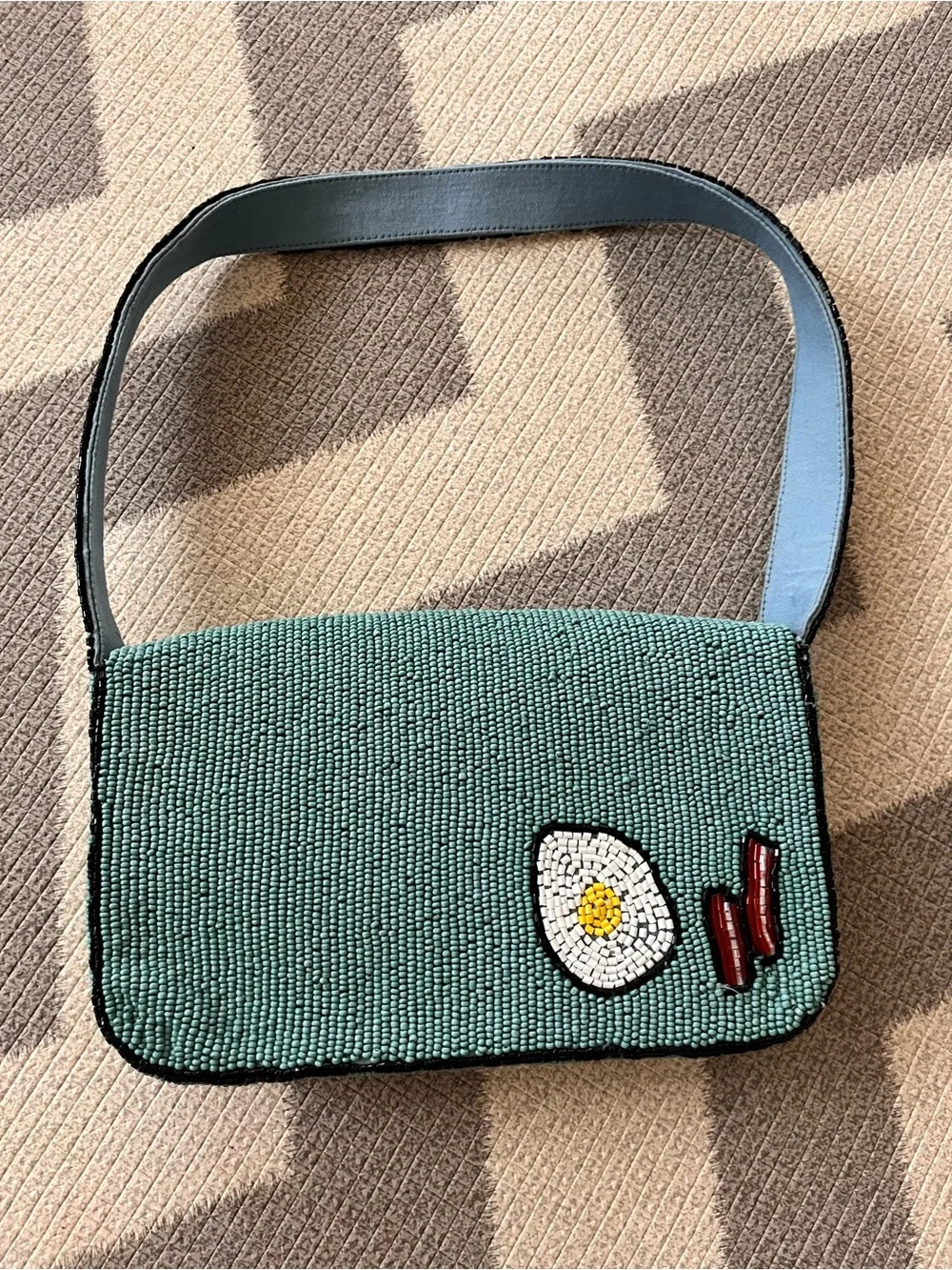 Anthropologie beaded bacon and eggs bag